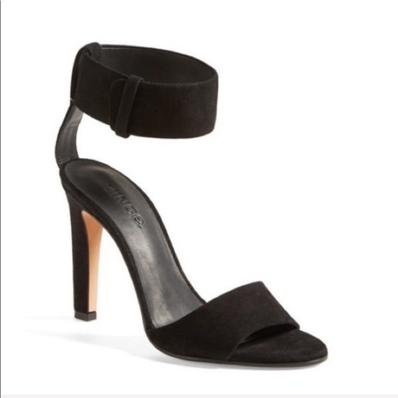 Vince Black Suede Gita Heeled Sandals US 7/ 37.5 - Picture 1 of 12